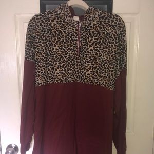 Cheetah & Maroon Quarter Zip